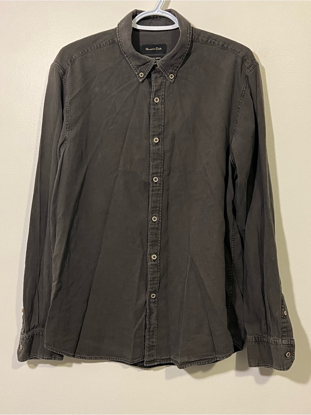 Massimo Dutti City Long Sleeve Mens XL Gray Button Up Dress Shirt Modern